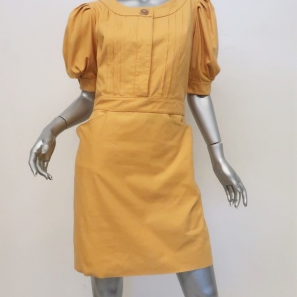 Chloe Dress Marigold Yellow Puff Sleeve Sz 40 - Picture 2 of 7